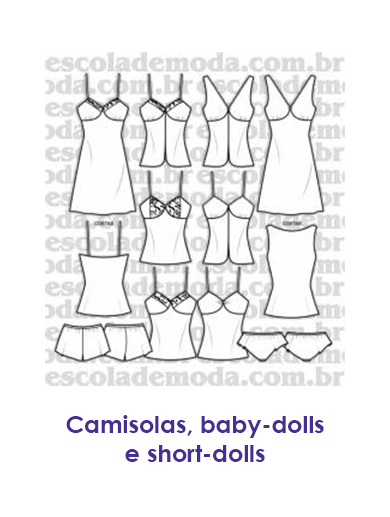 Moldes de camisolas baby-dolls e short-dolls - moda íntima
