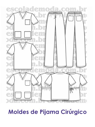 Moldes de pijama cirúrgico scrub